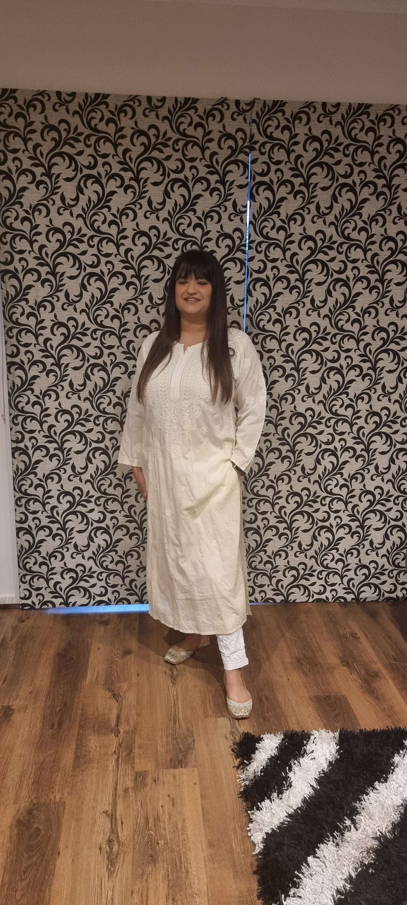 Cotton women's chikankari kurta — detail view | Premium cotton kurta