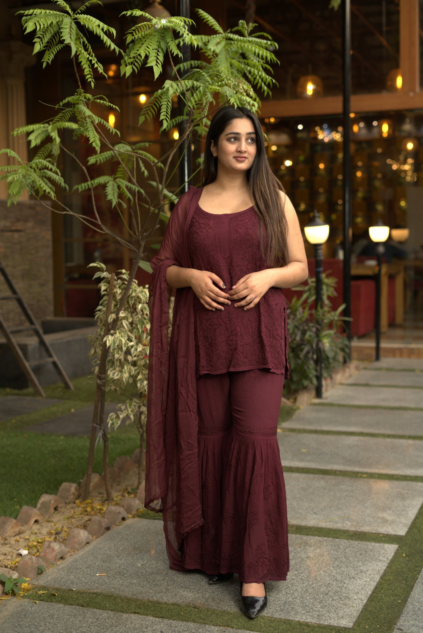 NARGISI GEORGETTE STRAIGHT SHORT KURTA SET