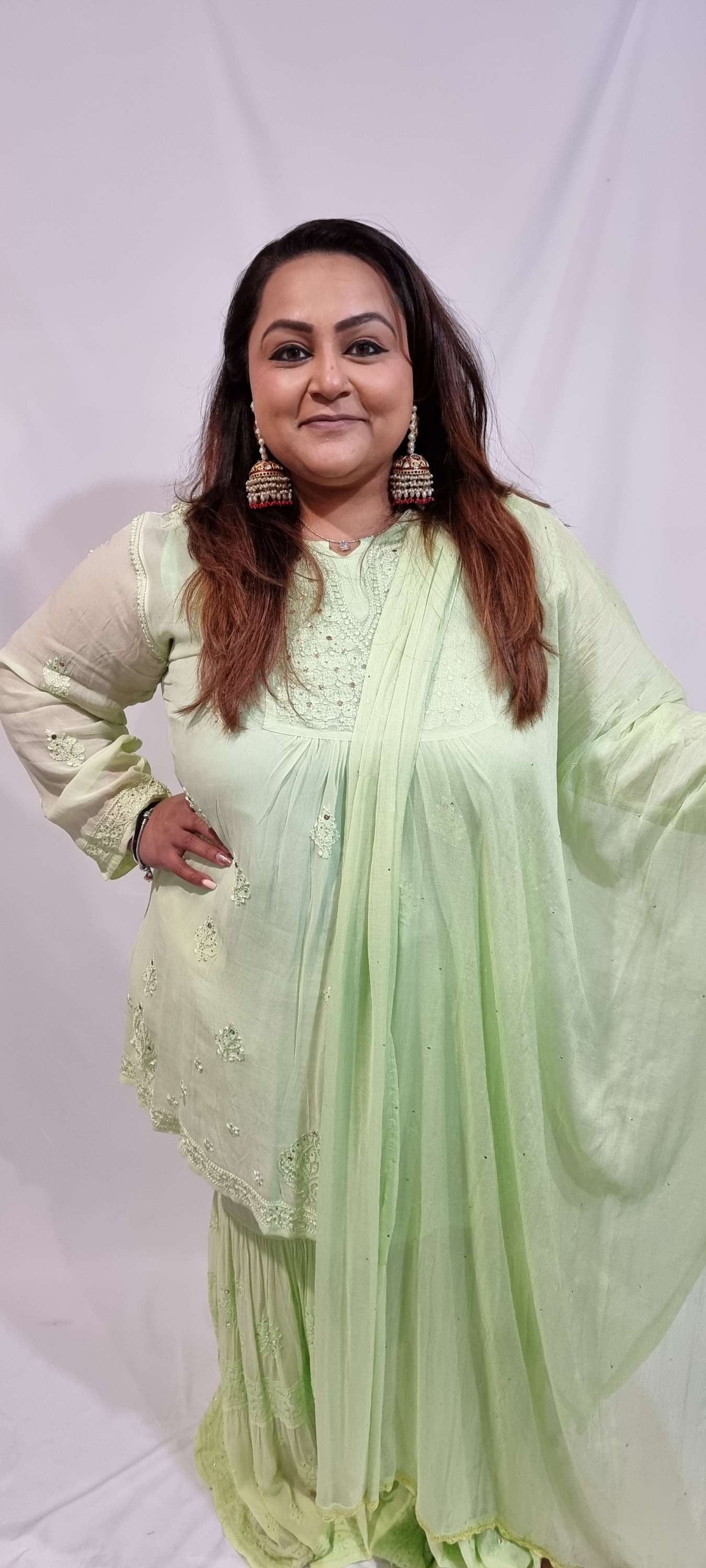 Mint green sharara suit
