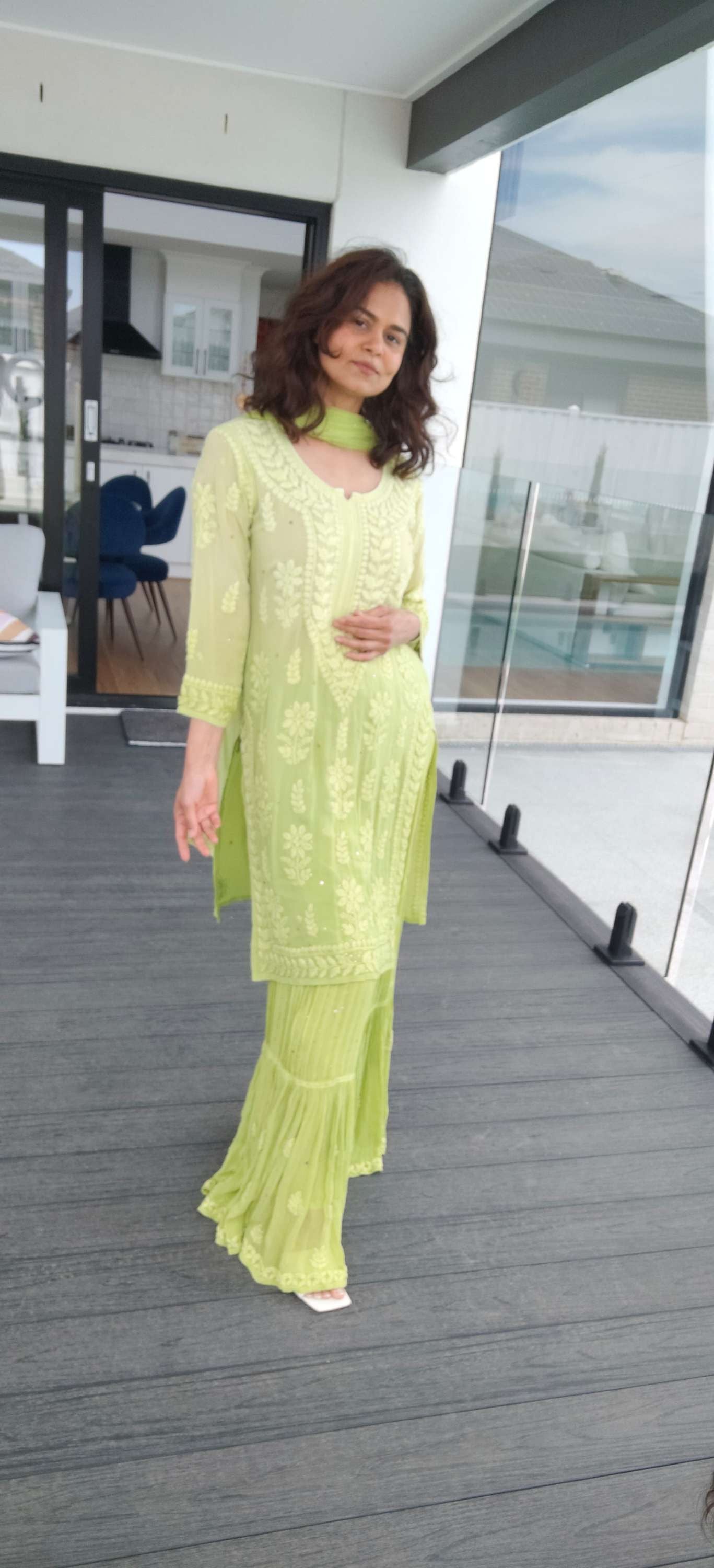 Shahnaz chikankari sharara suit