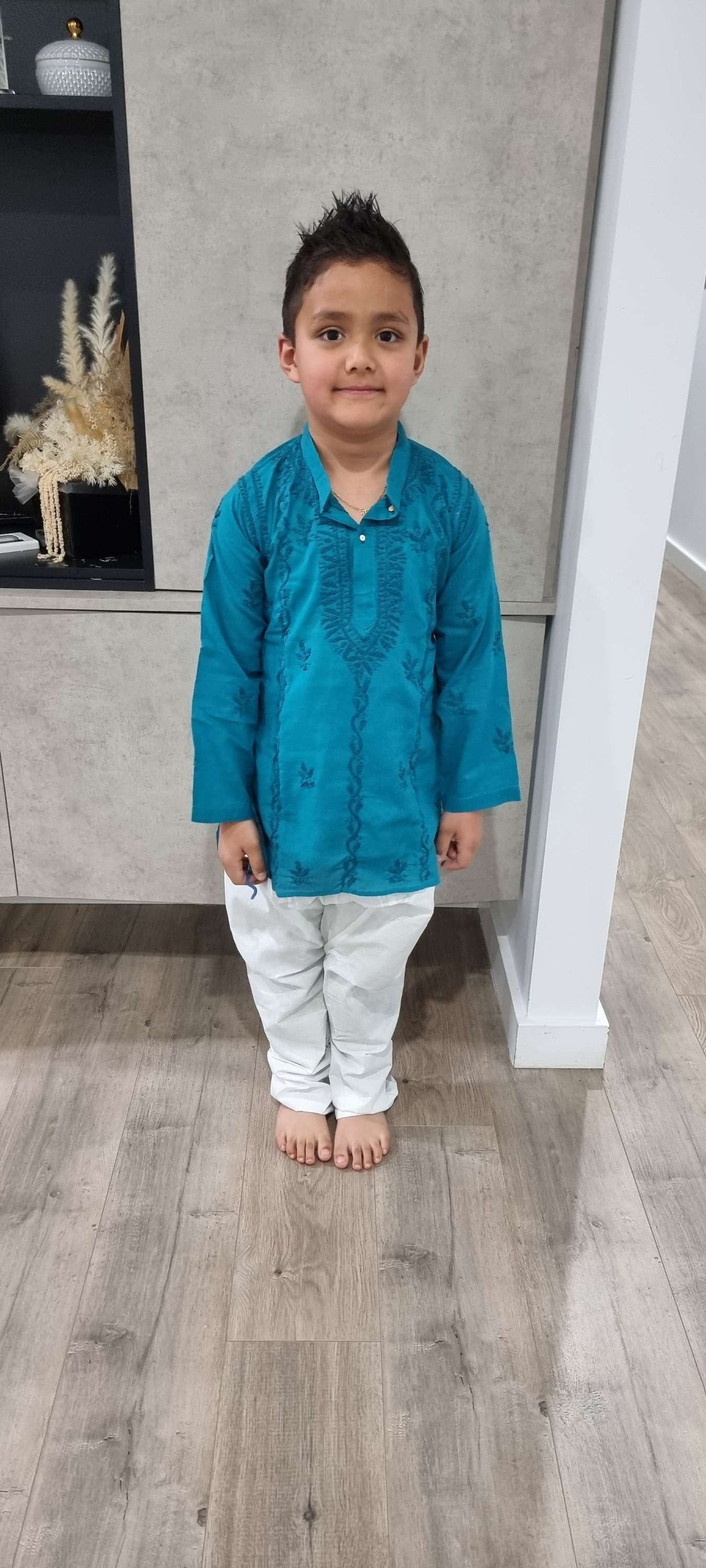 Kids' chikankari kurta pyjama set — additional view | Boys kurta pyjama set