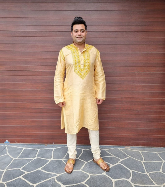 Silk chikankari kurta with Pajama