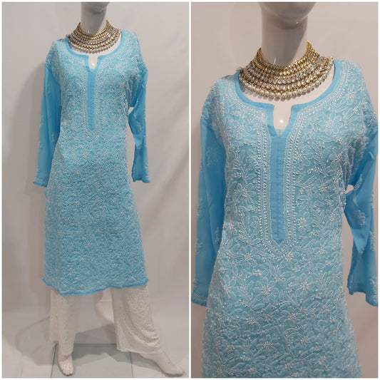 Plus size kurta chikankari lucknowi