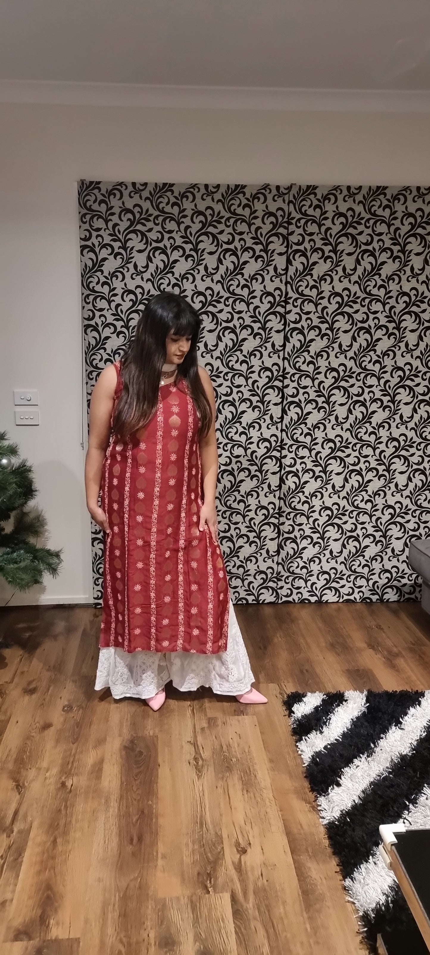 Pure Banarsi silk chikankari kurta