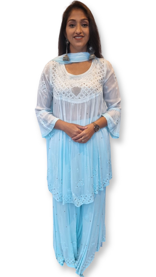 Mint green sharara suit