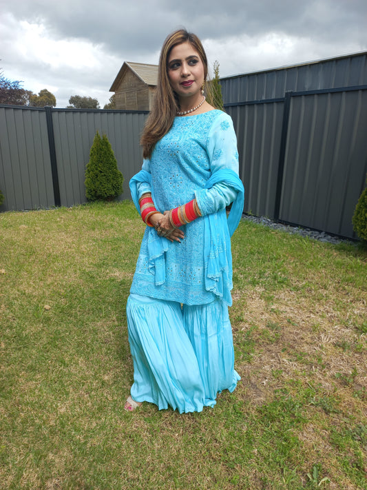 Blue Luxury sharara suit