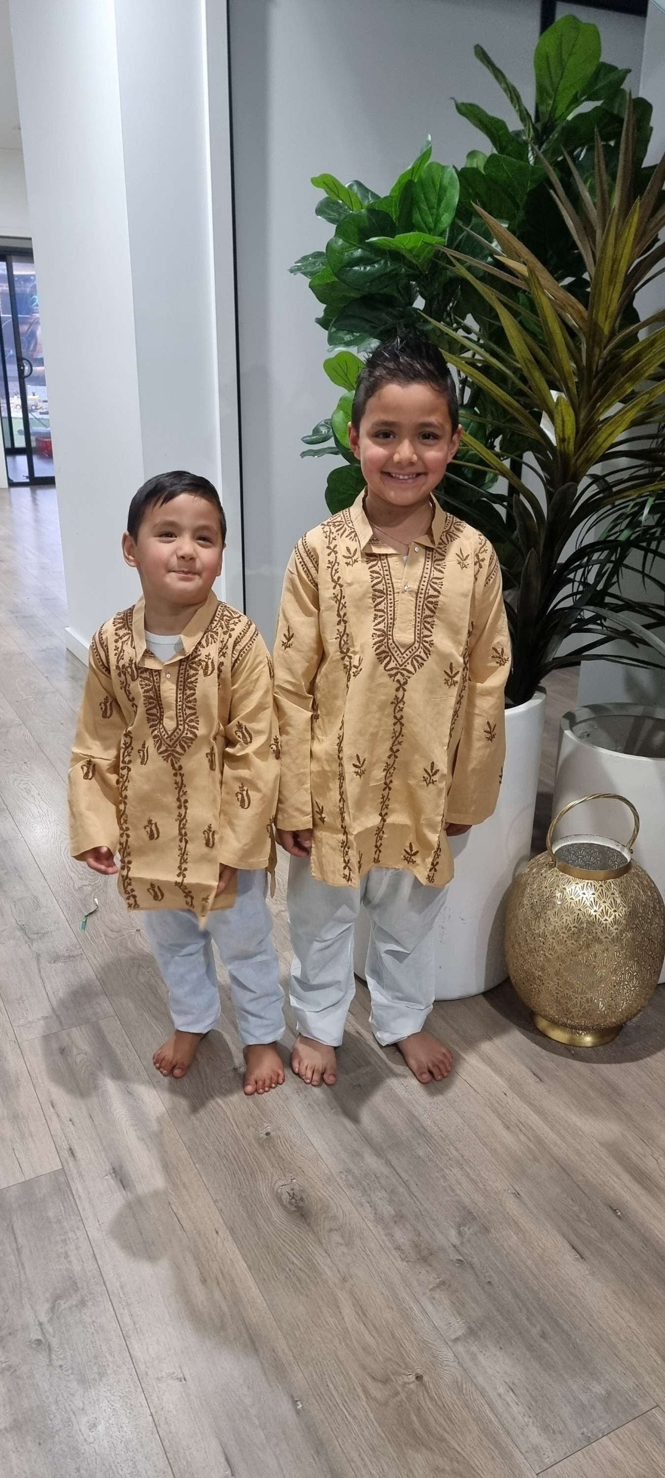 Kids' chikankari kurta pyjama set — additional view | Boys kurta pyjama set