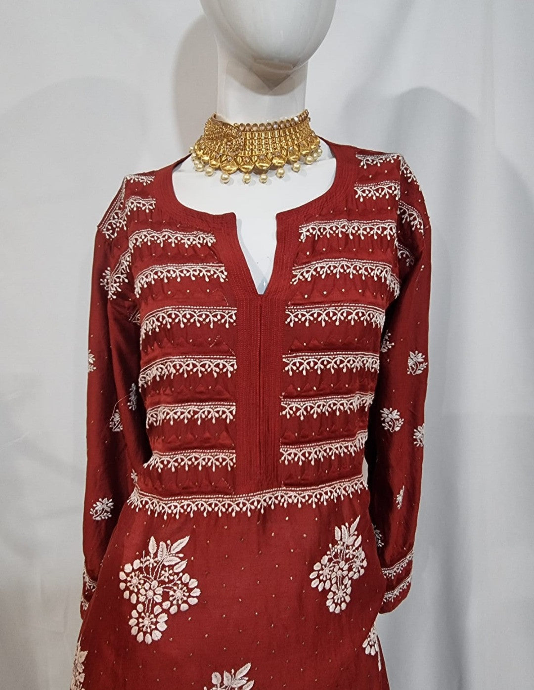 Silk Chikankari & Mukaishkari suit