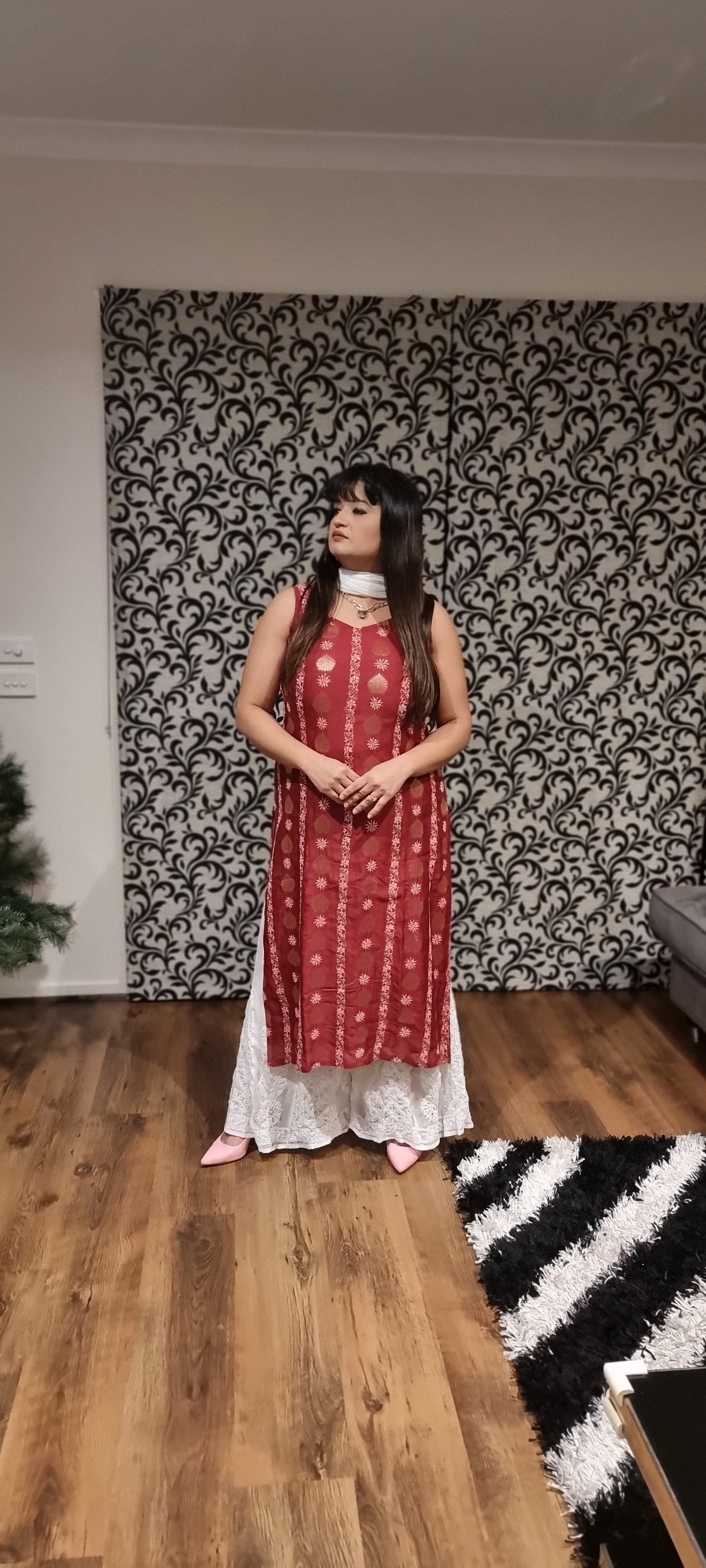 Pure Banarsi silk chikankari kurta