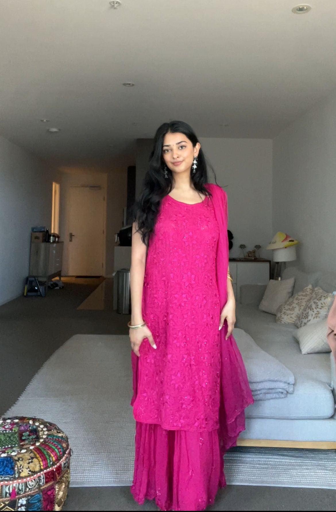 Ruhaani gorgette straight sharara suit