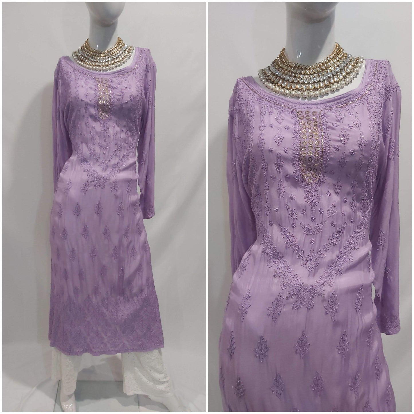 Premium cotton silk Chikankari & Mukaish kurta