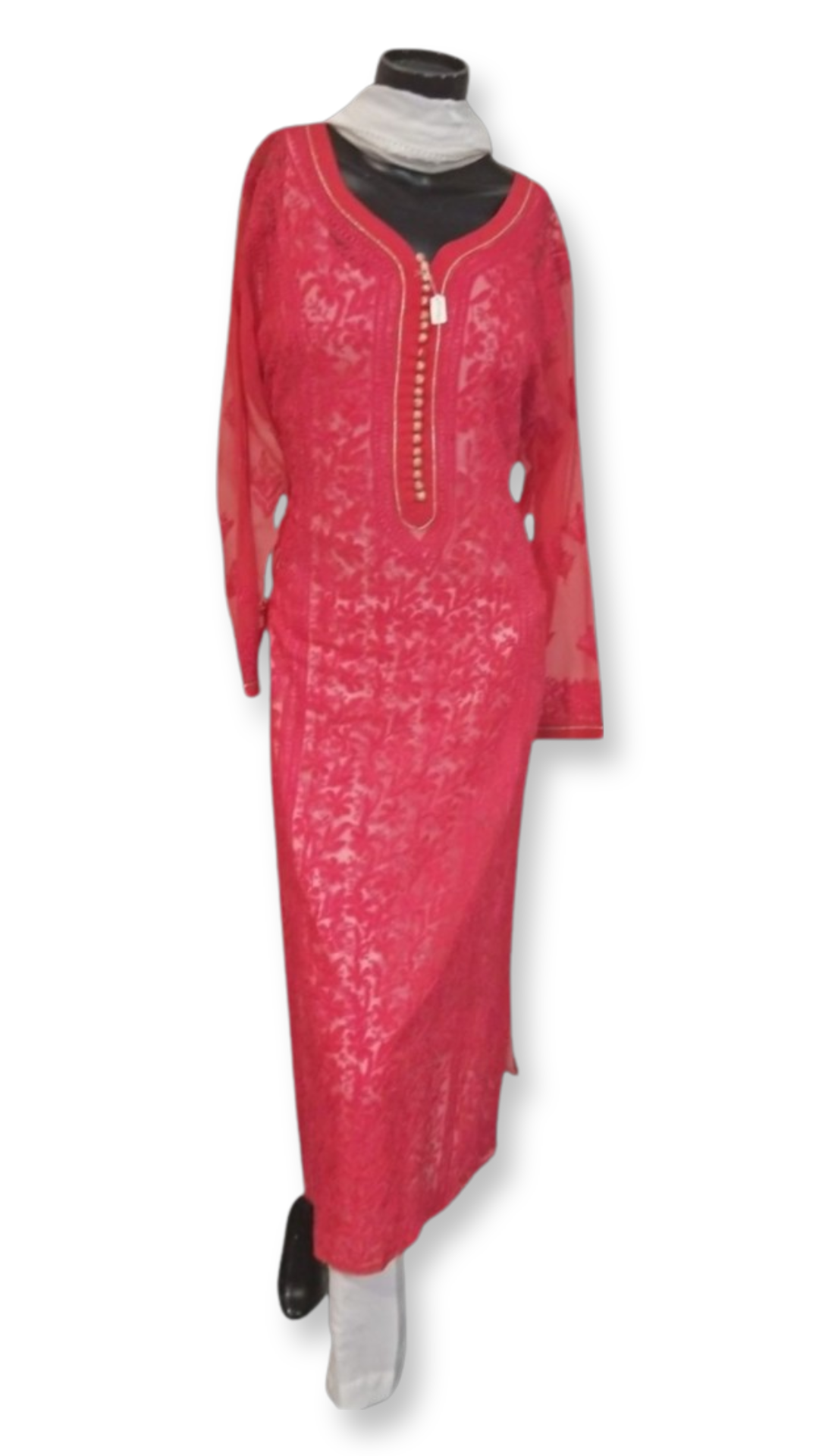Red Chikankari suit