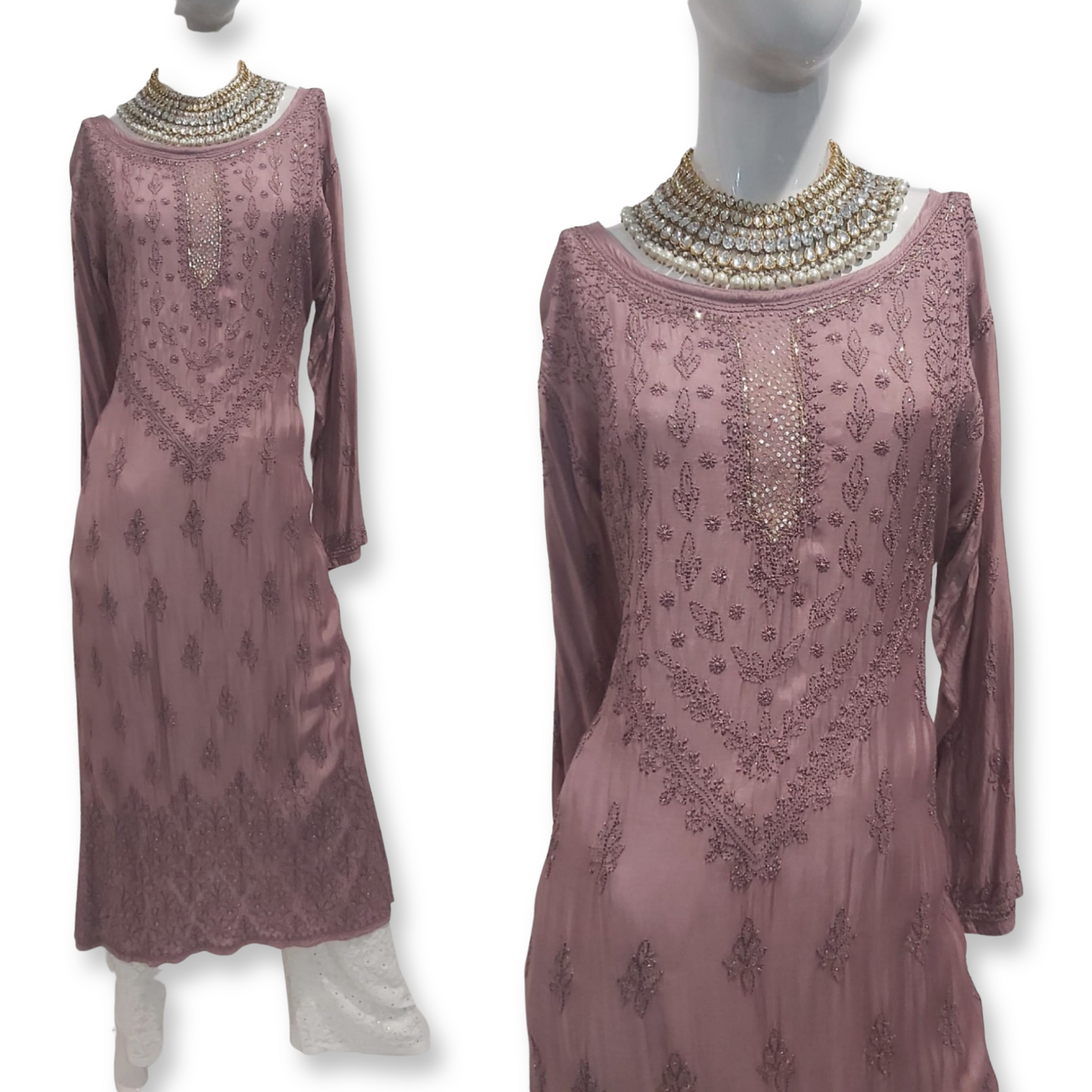 Premium cotton silk Chikankari & Mukaish kurta
