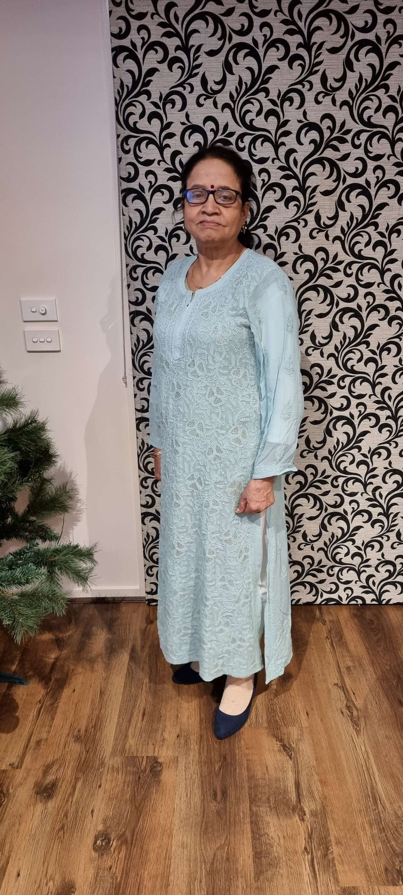 Women's chikankari kurta — fabric close-up | Designer all over heavy Mukaishkari Chikankari kur…