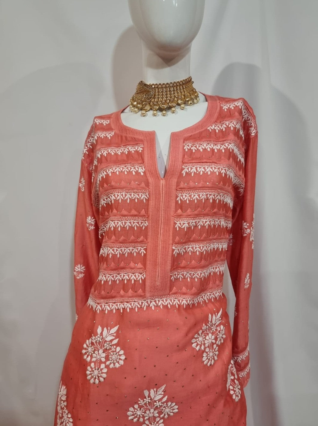 Silk Chikankari & Mukaishkari suit