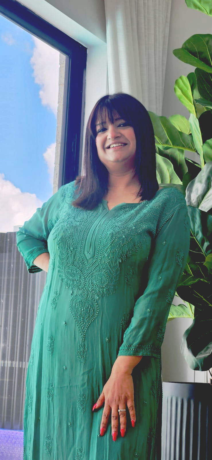 Pure gorgette kurta chikankari