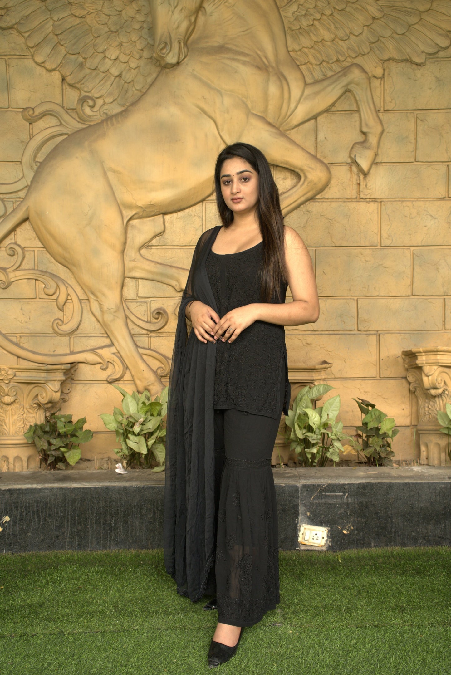 NARGISI GEORGETTE STRAIGHT SHORT KURTA SET