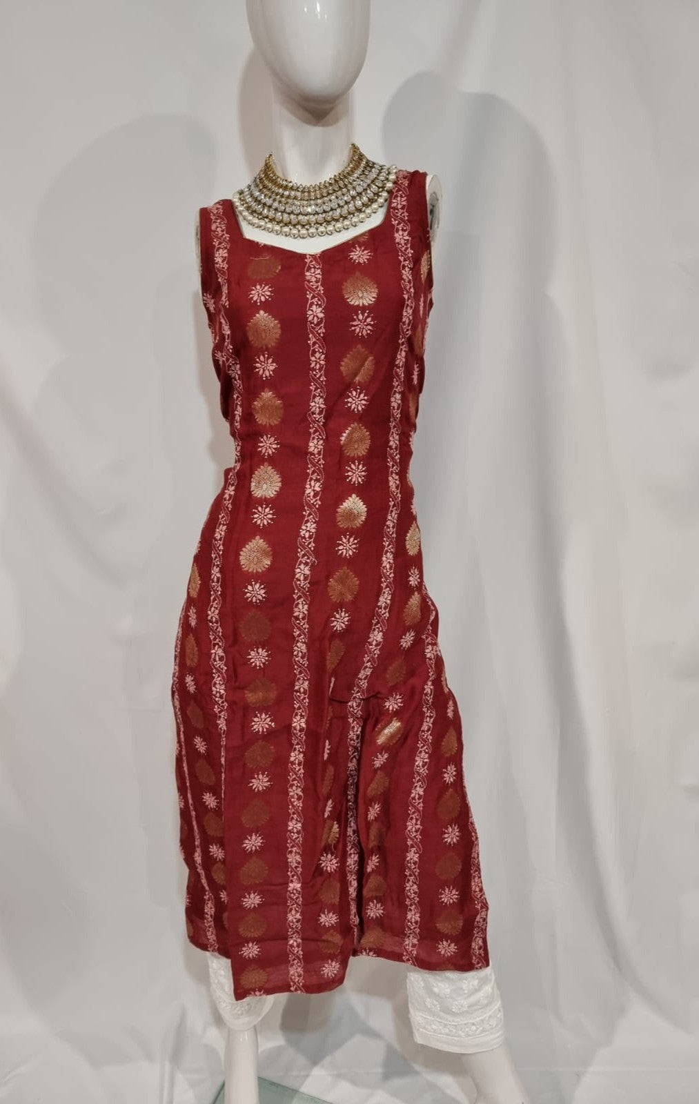 Pure Banarsi silk chikankari kurta